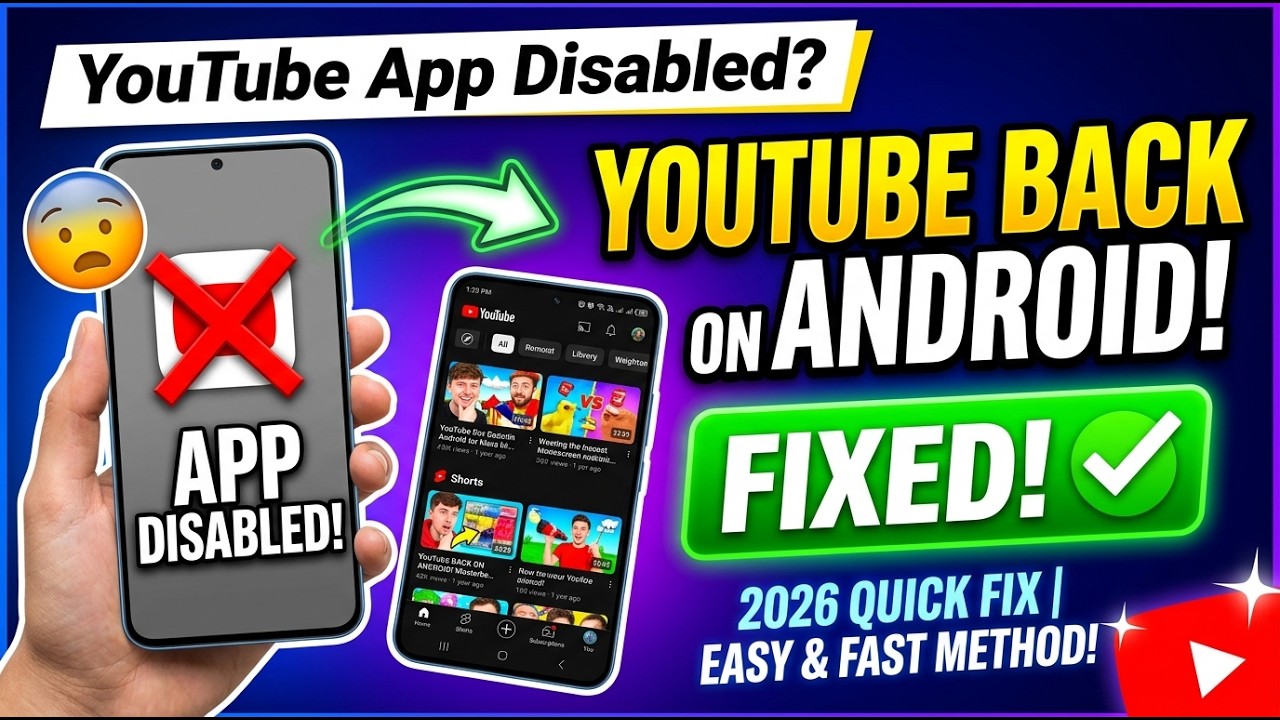 YouTube App Disabled on Android? Fix It Fast (2026 Working Method!)