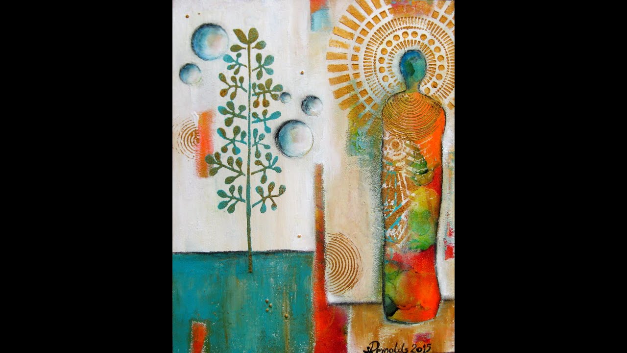 Mixed media abstract painting 
