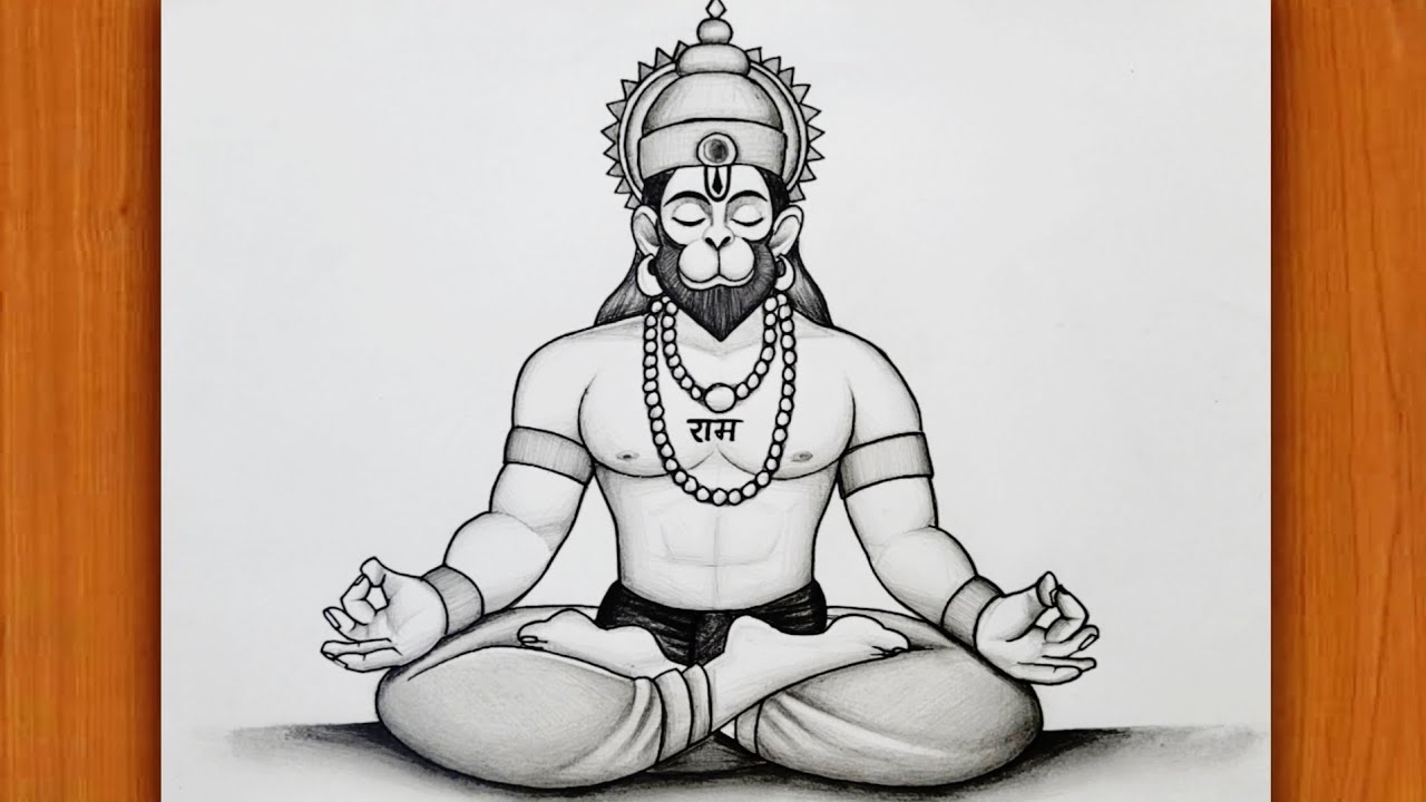 How to Draw Ram bhakt Hanuman ji Full body | Pencil drawing,  Step by step Tutorial | God drawing