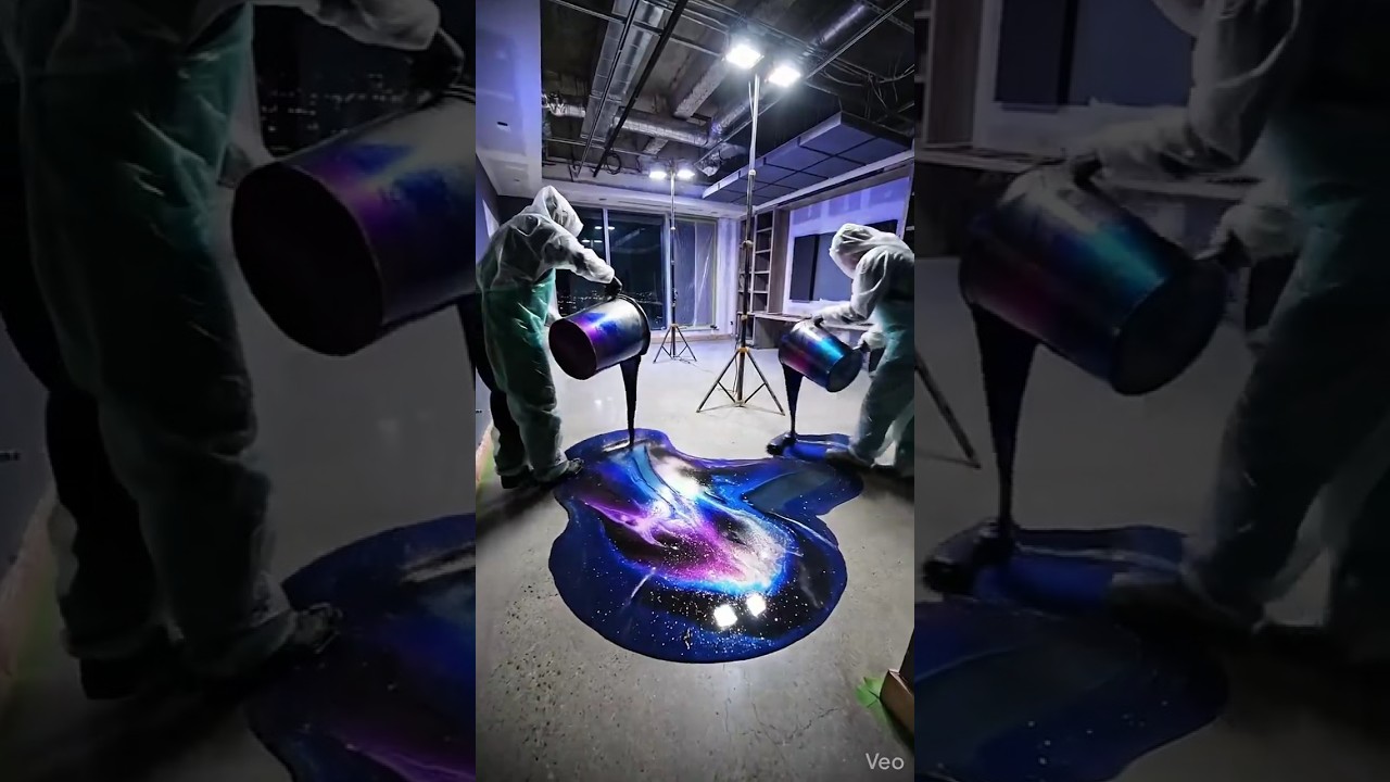 Concrete Room → Galaxy Gaming Room 🌌 Insane Epoxy Floor Transformation #shorts #shortsfeed