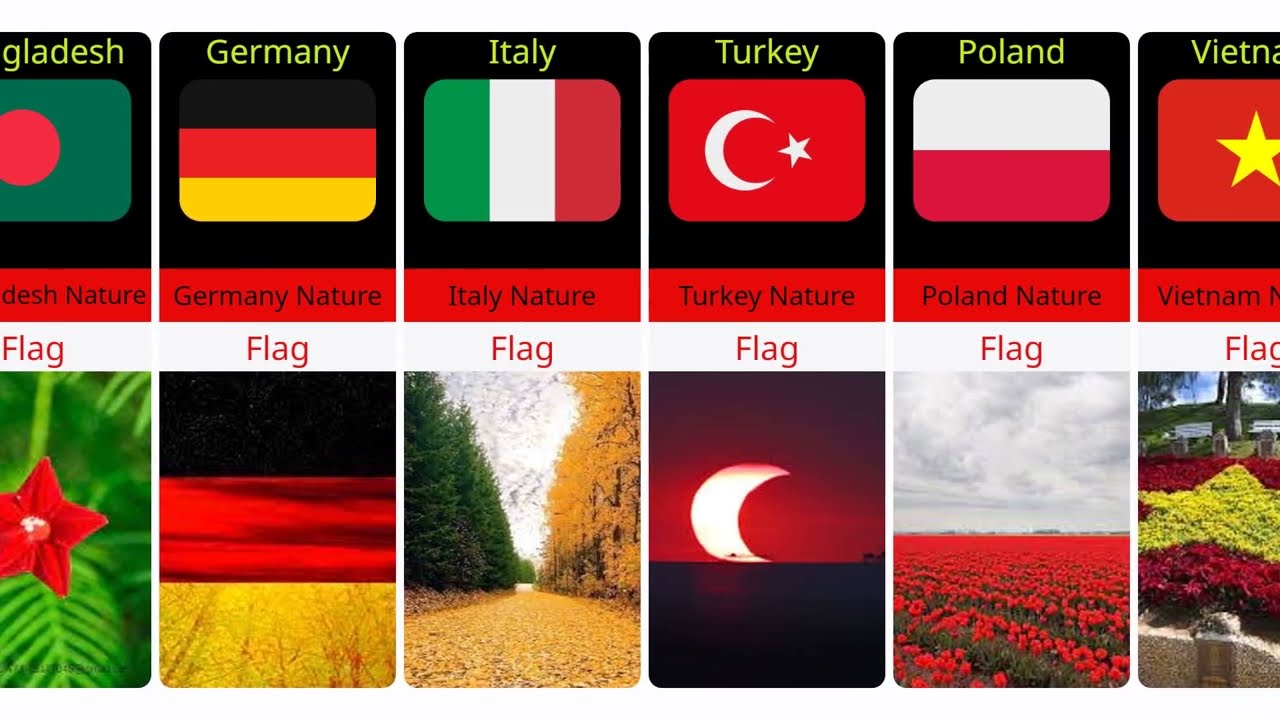 Nature flags of Different Countries | World Comparison Data