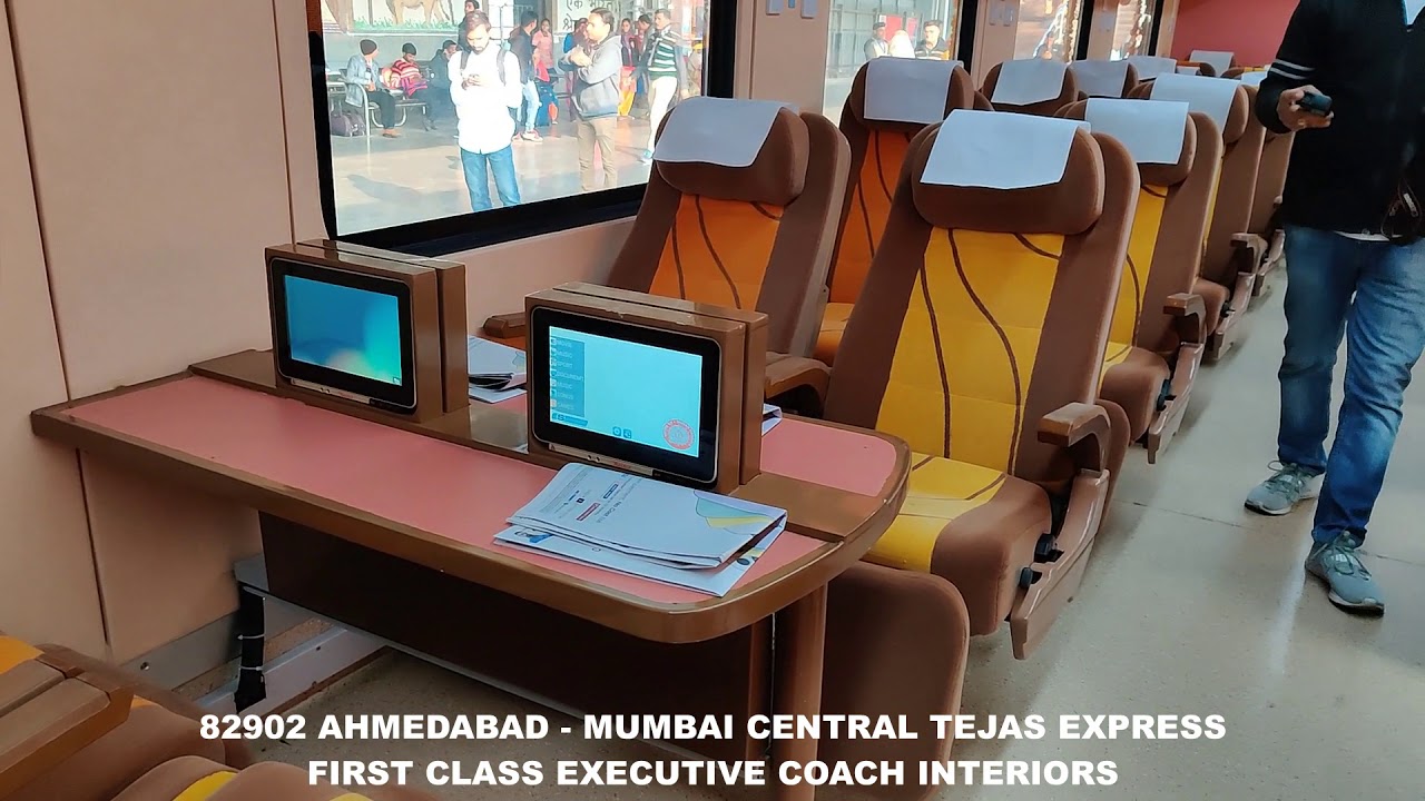 Ahmedabad Tejas Express : First Class AC Executive & AC Chair Car Coach Interiors : Indian Railways