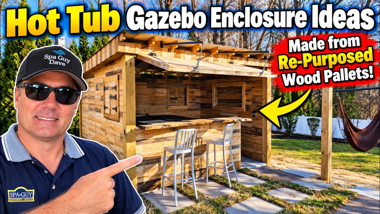 Hot Tub Gazebo Enclosure Ideas - Re-Purposed Pallets - Cool Privacy