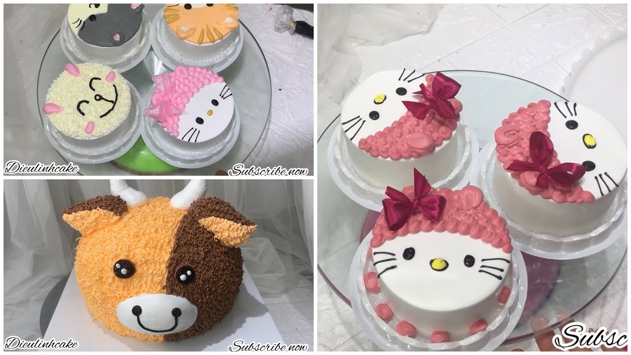 Trang tr&iacute; b&aacute;nh kem hello kitty mini đơn giản | dieulinhcake