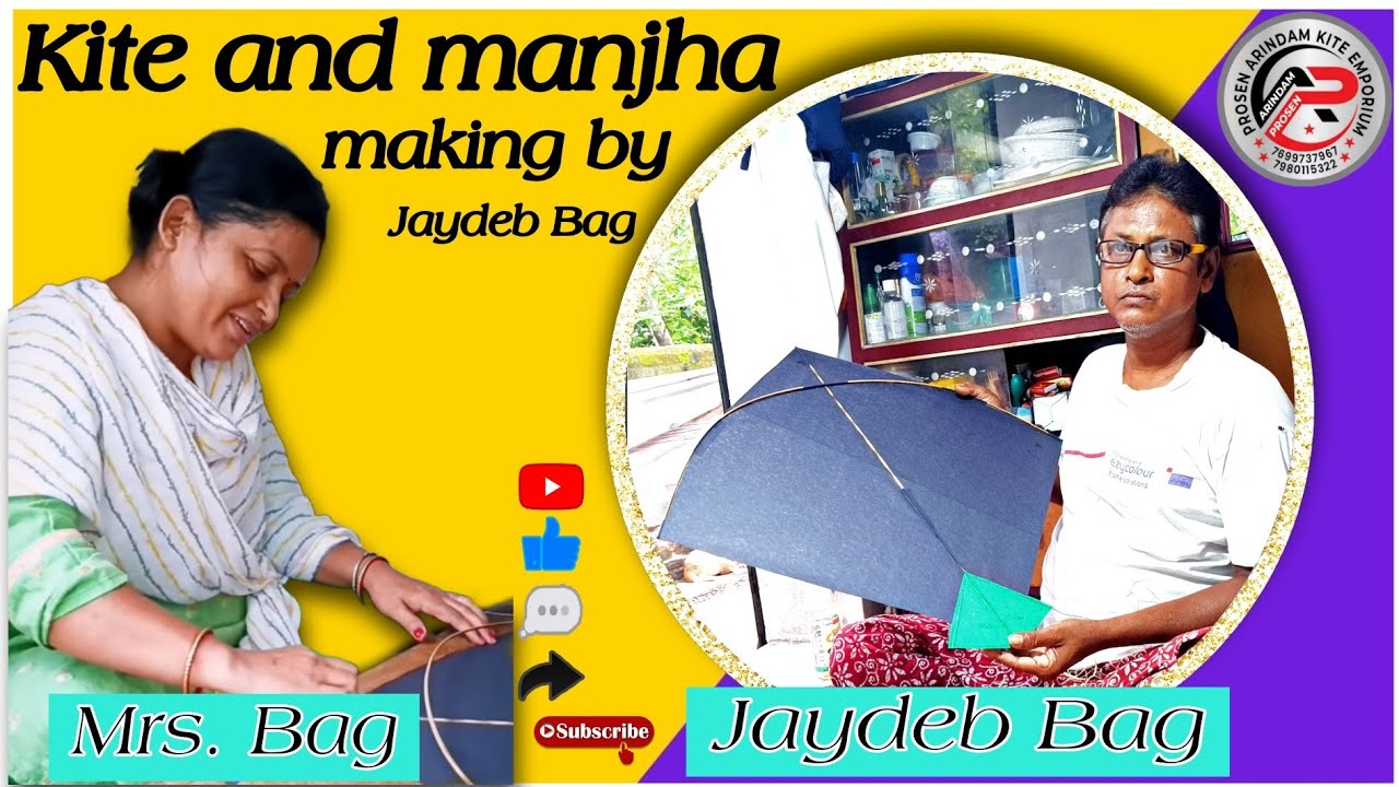 Kites and Manjha making by Joydeb Bag ll Professional kites kaise banaya jate hai !