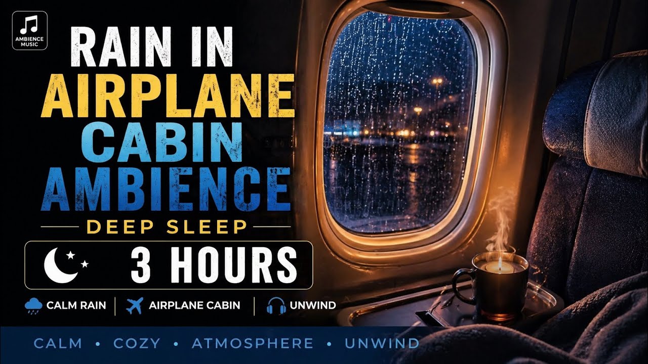 Airplane Cabin Rain Sounds for Deep Sleep (3 Hours)