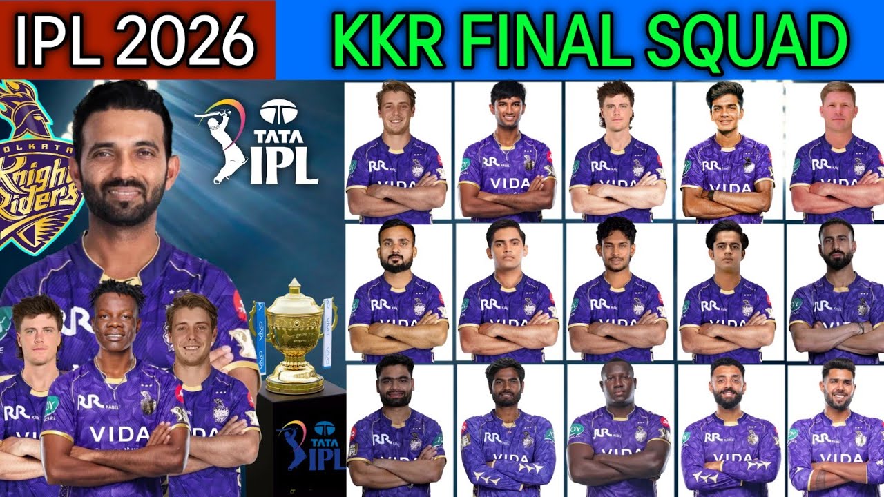IPL 2026 - Kolkata Knight Riders New Squad | KKR 2026 Final Squad | KKR 2026 Full Player List