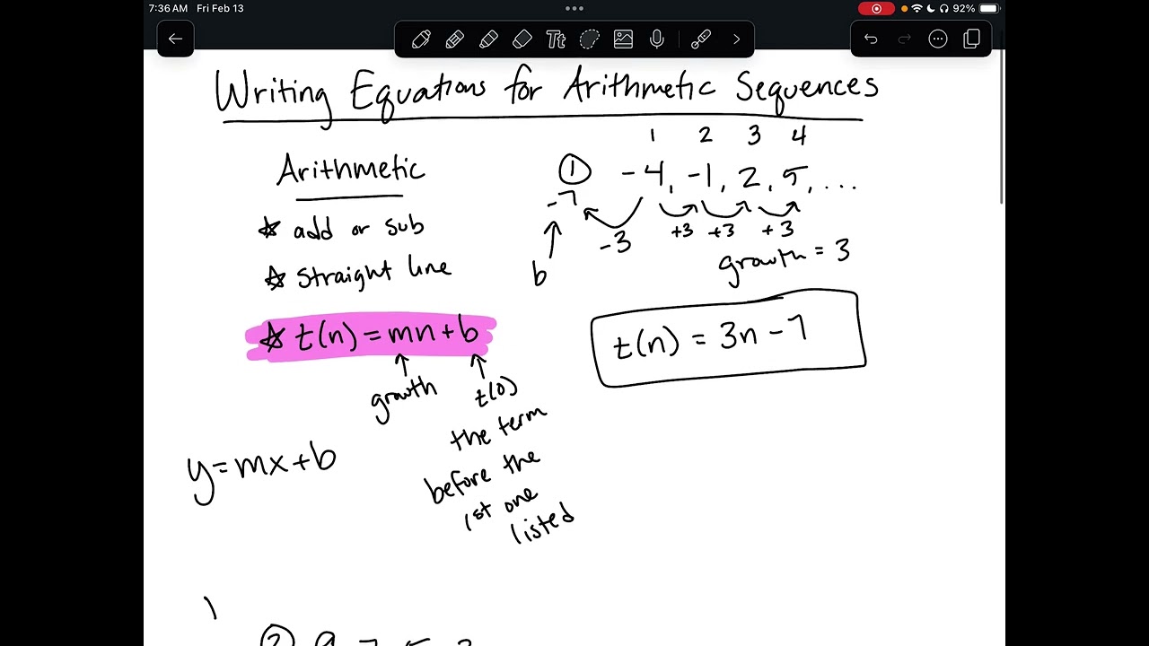 Writing Equations for Arithmetic Sequences 