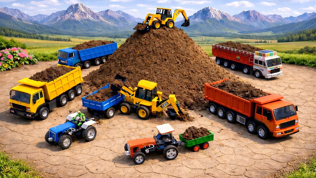 Jcb 3dx Xpert Loading Mud Tata BharatBenz Volvo Ashok Leyland Accident Pulling Crane Jcb 3dx