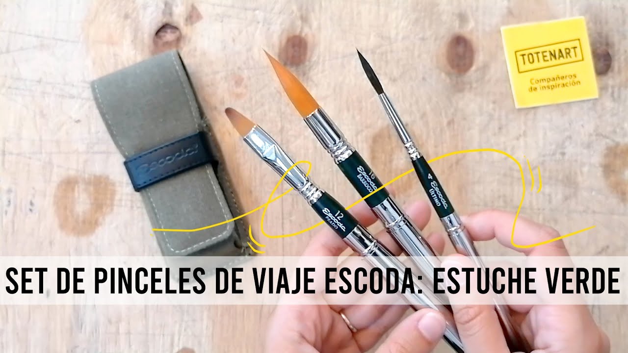 Set verde de pinceles para acuarela Escoda | Escoda Green Travel Brush Set