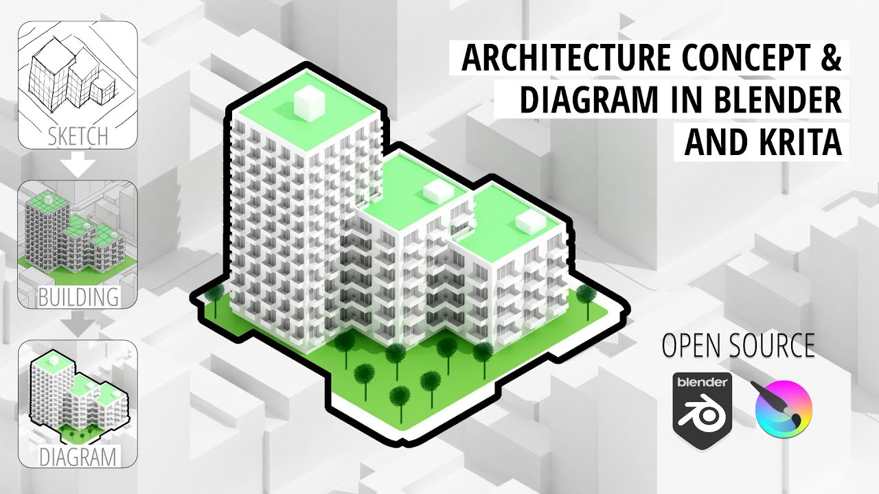 Architectural concept with Blender Cycles and Krita