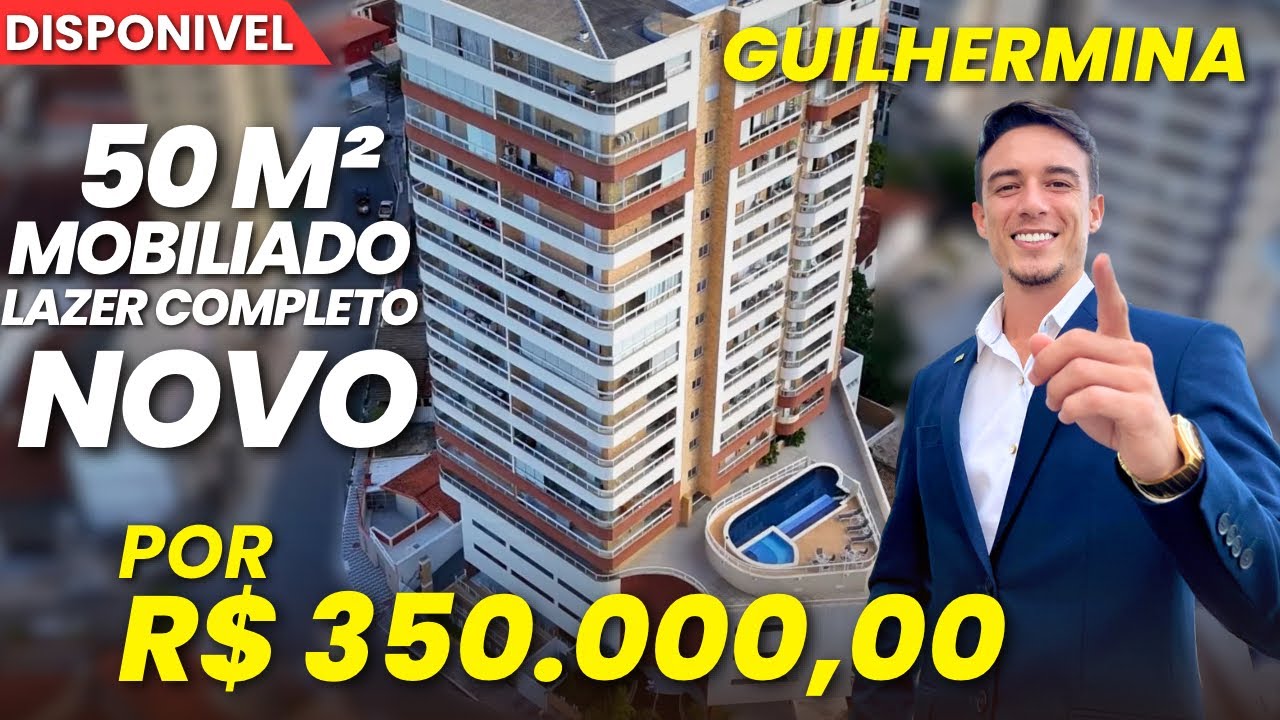 Apartamento Praia Grande, PRÉDIO NOVO, 1 Dormitório, Mobiliado, LAZER COMPLETO, Bairro Guilhermina