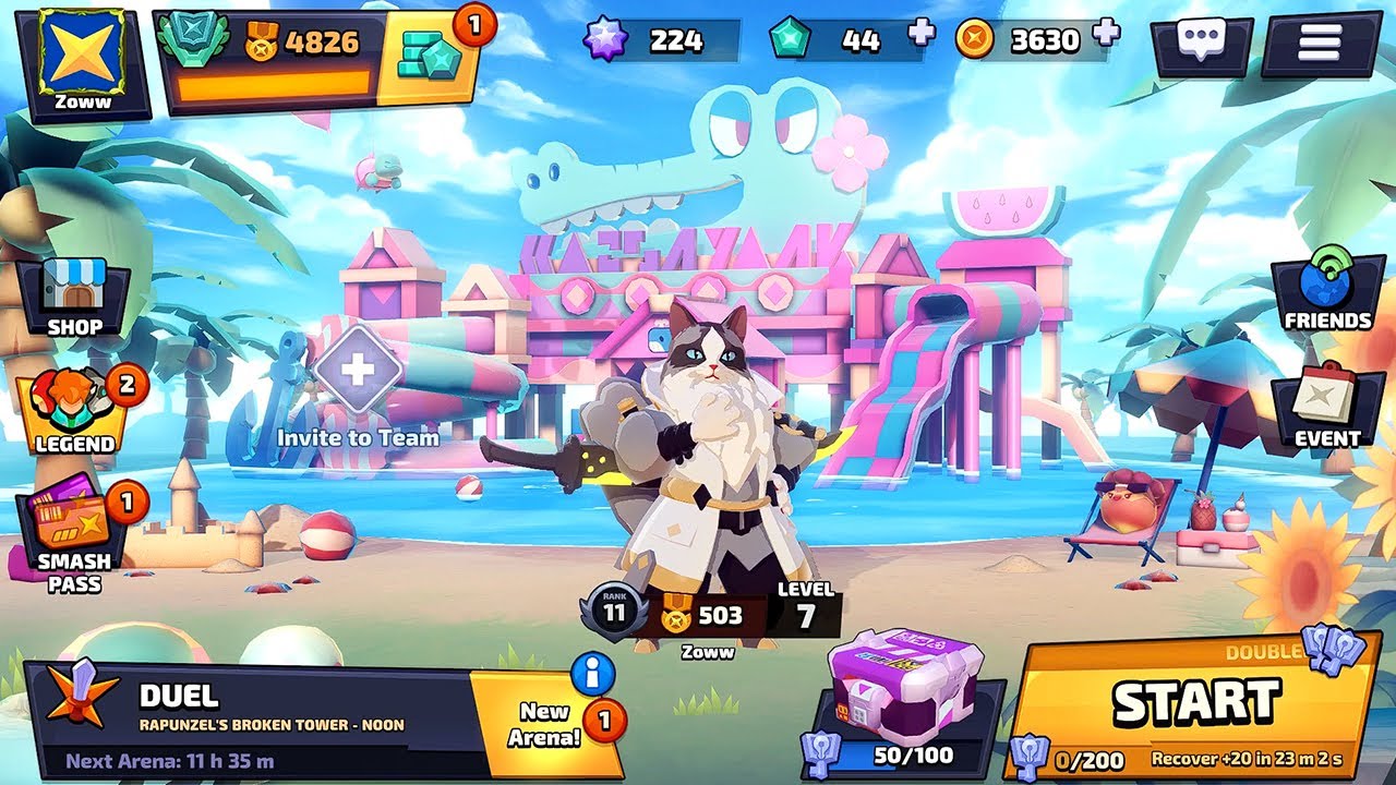 Smash Legends | Hướng dẫn 1vs1 cho những ai mới có MasterCat... Chạy và chém thường =))