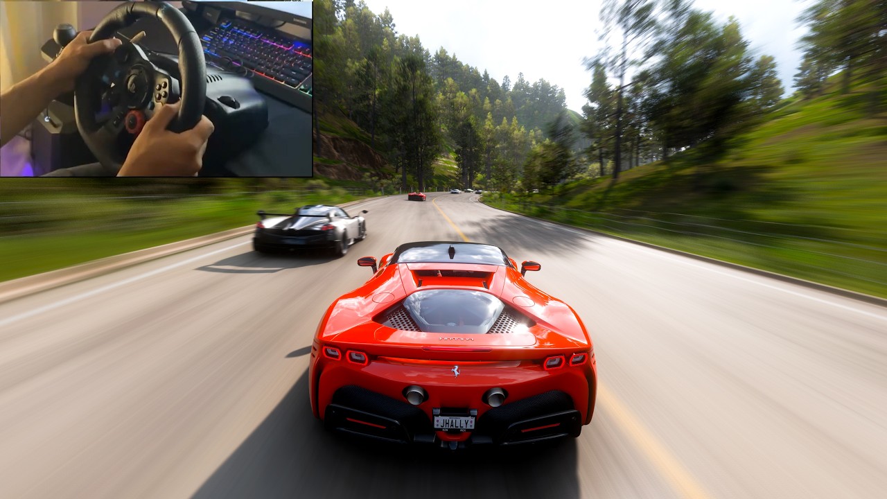 Ferrari SF90 Stradale - Road Race - Forza Horizon 5 - Steering wheel gameplay