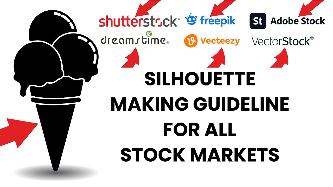Ice cream silhouette making guideline tutorial in illustrator for all stock markets like Adobe stock