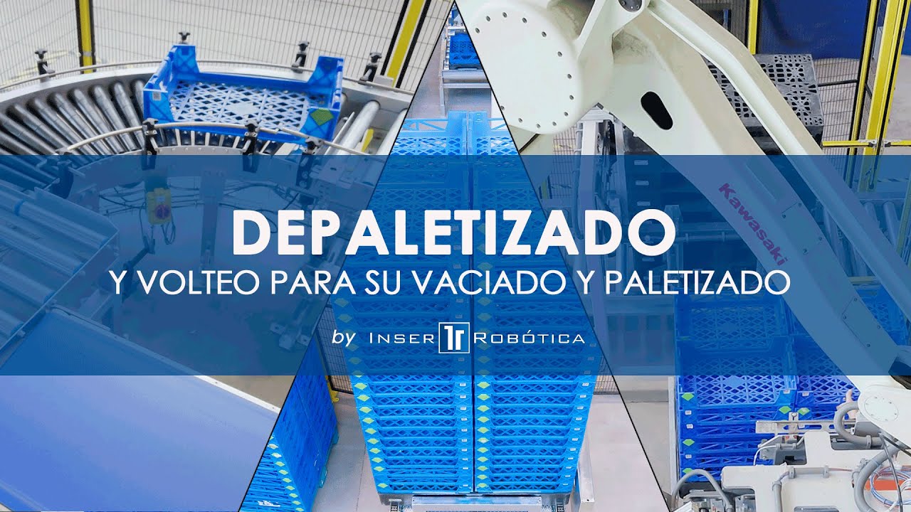 Depaletizado, vaciado y paletizado automático de cajas de plástico apilables