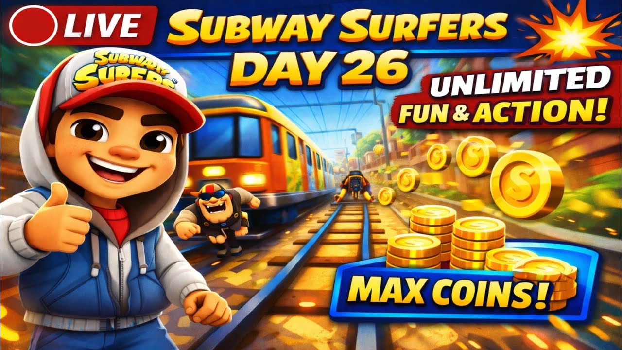 🔴 LIVE – Subway Surfers Day 26 | Unlimited Fun & Action! |#uniquegaminglive #hindi #short