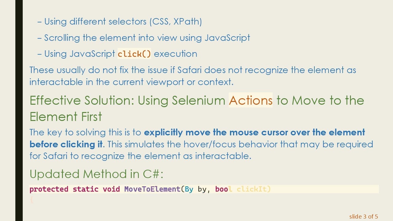Fixing OpenQA.Selenium.ElementNotInteractableException on Safari with Selenium WebDriver