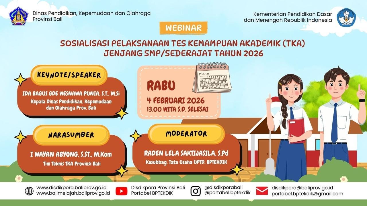 Sosialisasi Pelaksanaan Tes Kemampuan Akademik (TKA) Jenjang SMP/sederajat Tahun 2026