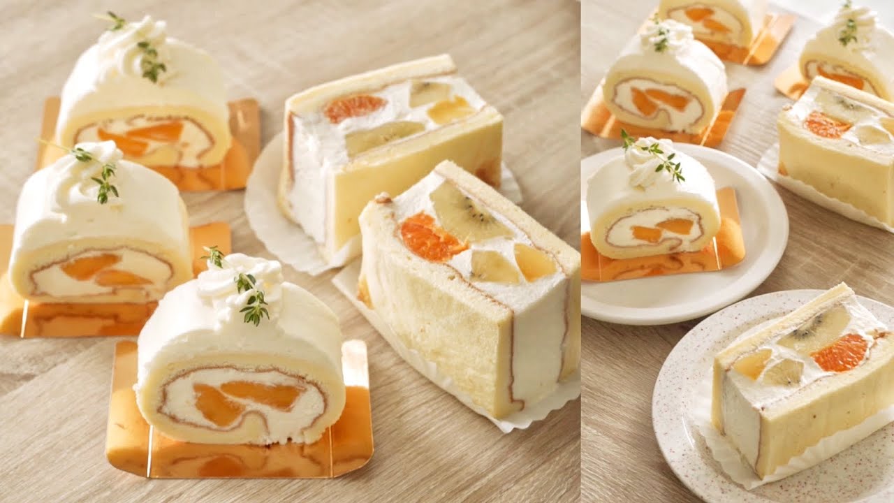 부들 쫀쫀 촉촉한 수플레 반죽으로 생과일 산도, 망고 롤케이크 만들기 (Souffle roll cake, Fruit sando)