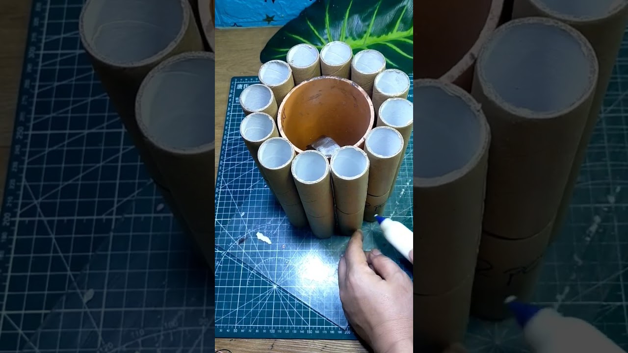 Diy Flower Vase using small cardboard roll #short #recycle  #recyclecraftideas