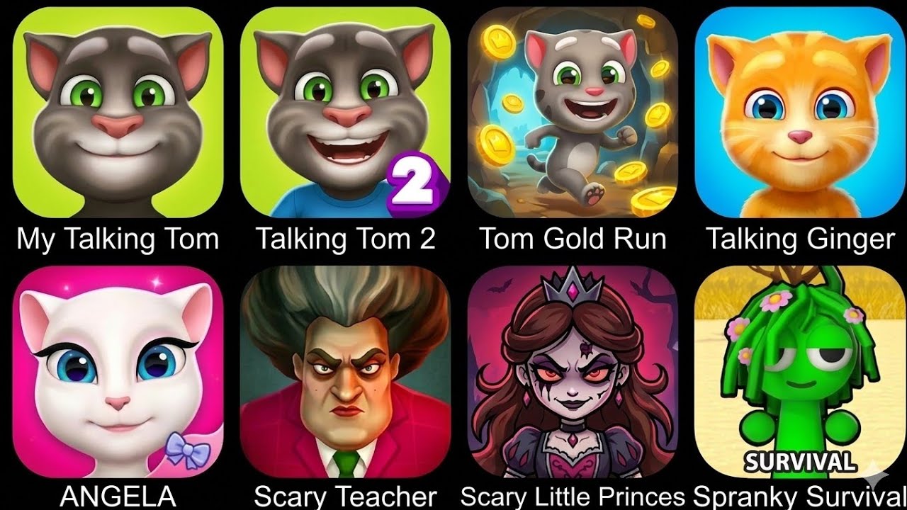Spranky Survival, Scary Little Princes, Talking Tom, Tom Gold Run, My Tom 2, Prankster3D