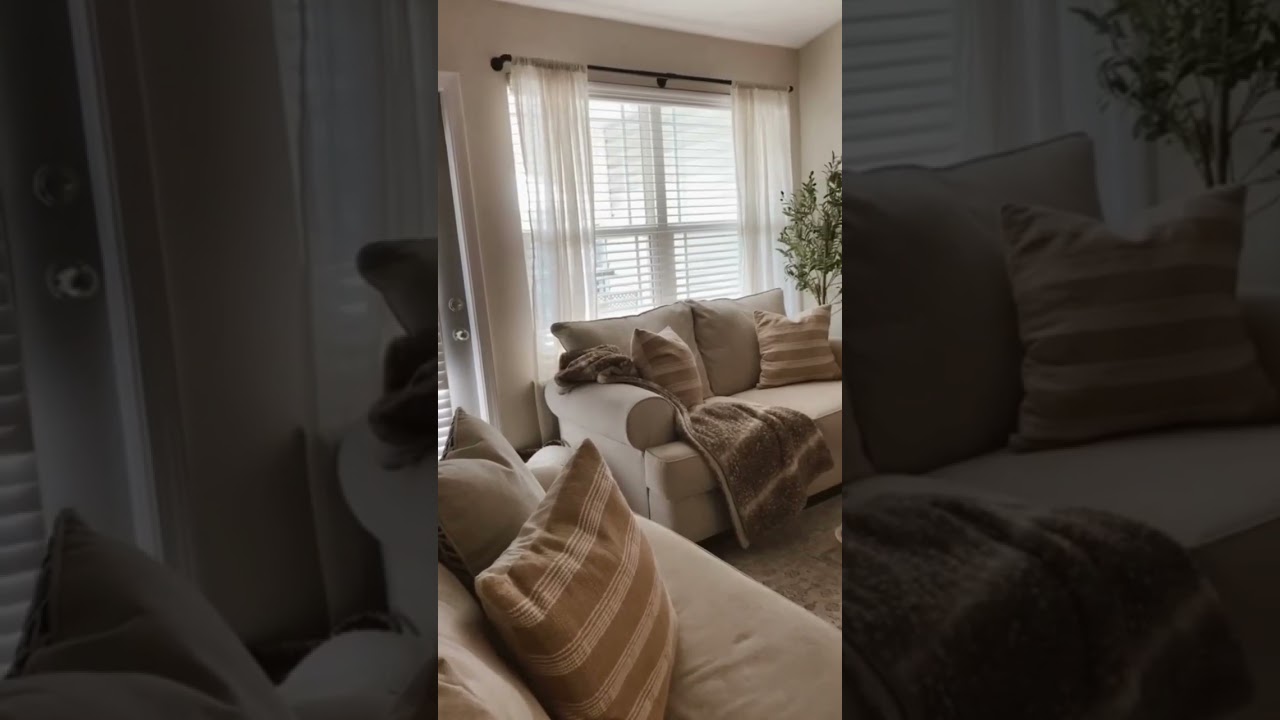 Before & After Small Apartment Livingroom Neutral Colors #shorts #cozyhome #smalllivingroom