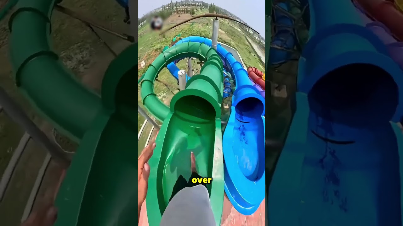 The Boy Got Stuck In This Water Slide 😨