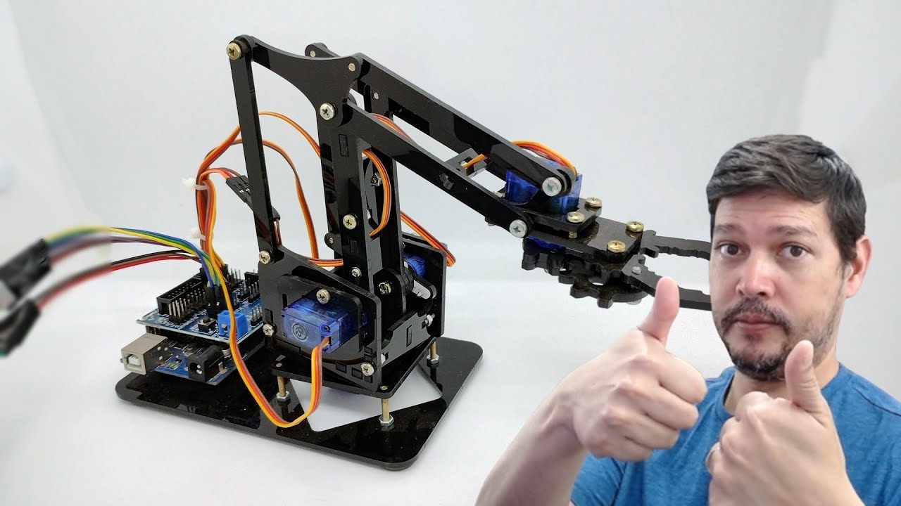 Braço robótico com Arduino e joystick de 3 eixos - Demonstração e código