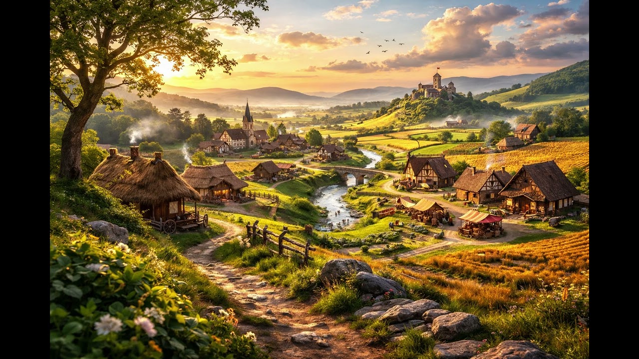 medieval chamber piece with harp and wooden flutes,  | Medieval Fantasy  Music and Relaxing Melodies