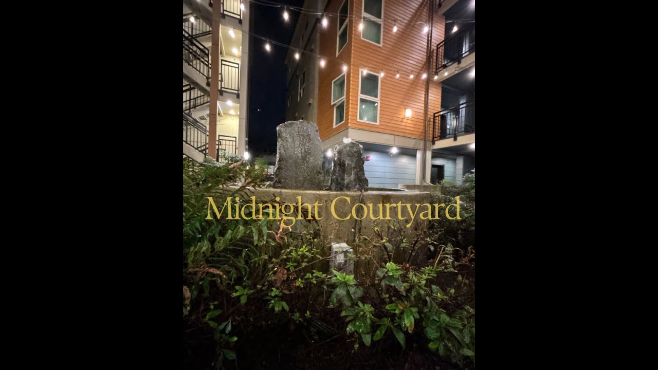 Night Fountain Ambience | Peaceful Courtyard Water Sounds for Relaxation