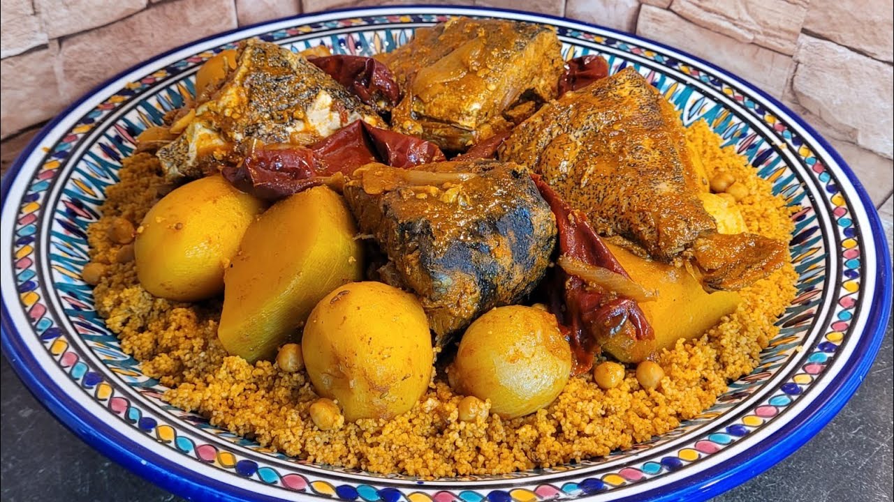 طريقة كسكسي تونسي بالحوت ( السمك )  انشجعكم تجربوه