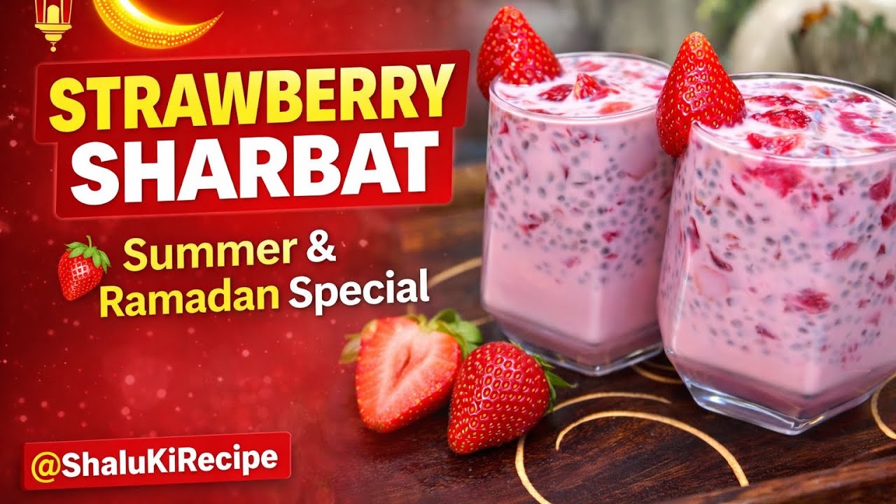 🍓 Strawberry Sharbat Recipe | Easy Summer & Ramadan Drink