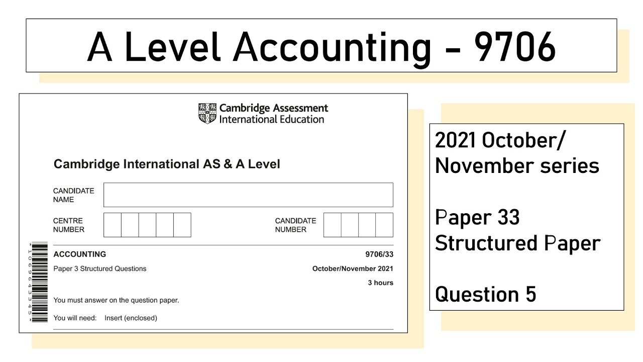 A Level Accounting October November 2021 Paper 33 9706/33 Question 5