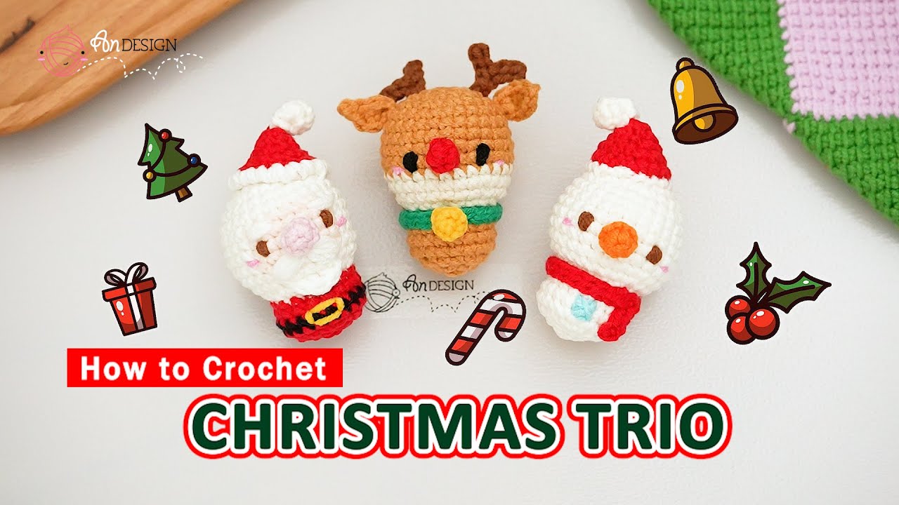 Вязаные крючком рождественские украшения 3 в 1 🎅🦌☃️ | Мастер-класс по оленю, Санте и снеговику | ...