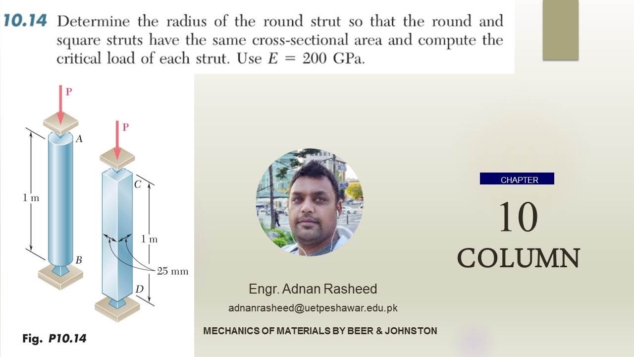10.14 | Chap 10 | Columns | Mechanics of Materials 6th Edition | Beer, Johnston, DeWolf, Mazurek