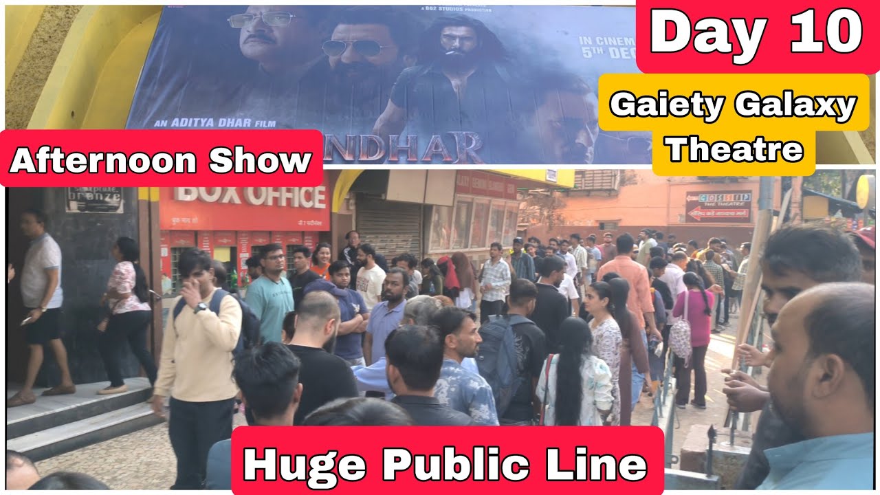 Dhurandar Movie Huge Public Line Day 10 Afternoon Show At Gaiety Galaxy Theatre In Mumbai