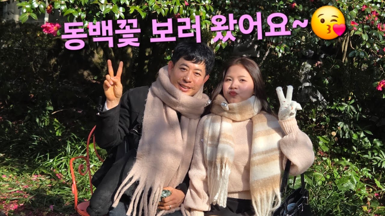 한베부부 아기곰커플의 동백꽃 보러 왔어요~😘