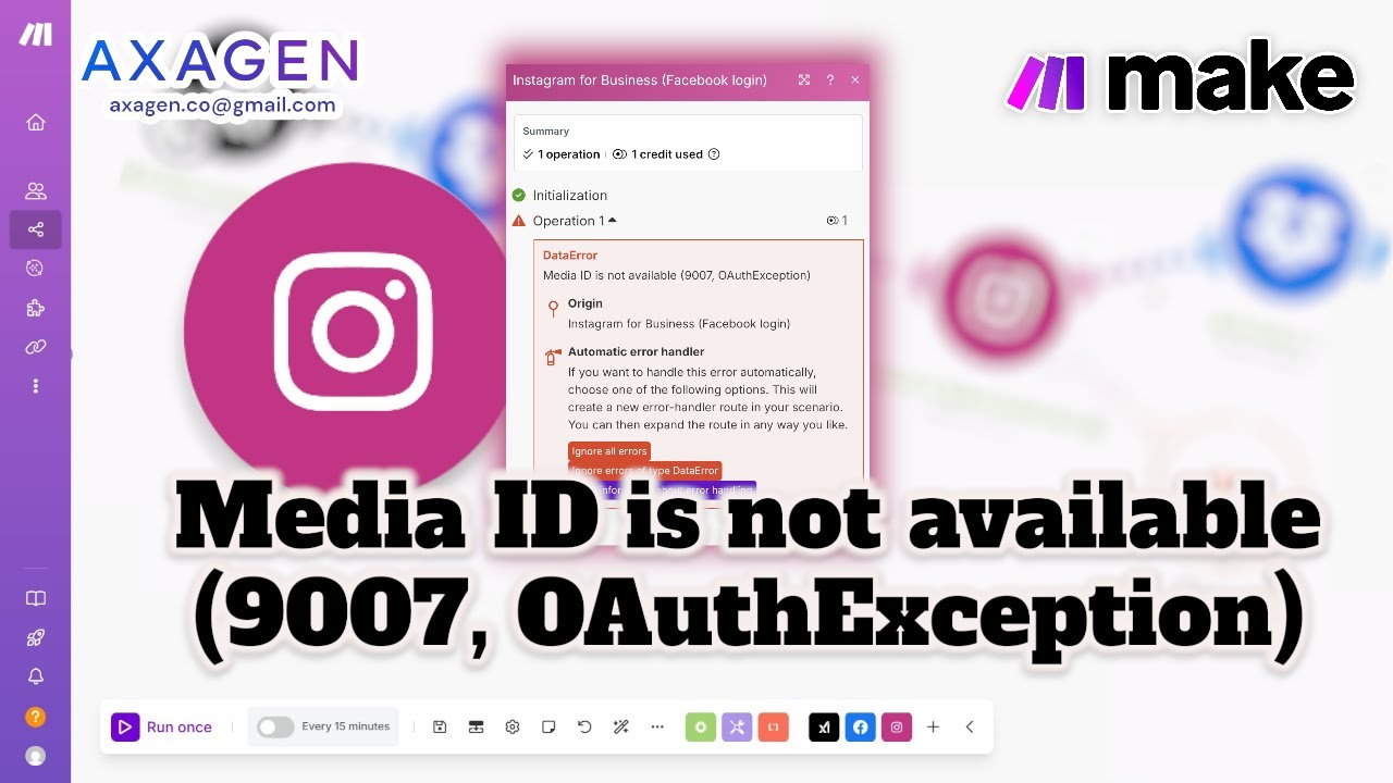Исправление ошибки загрузки медии в Instagram на Make.com
