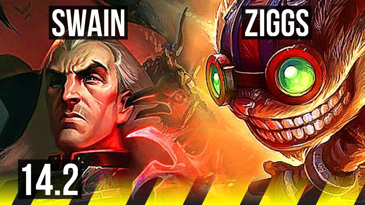 SWAIN & Shaco vs ZIGGS & Rell (ADC) | 800+ games, 7/2/7, Rank 13 Swain | KR Master | 14.2