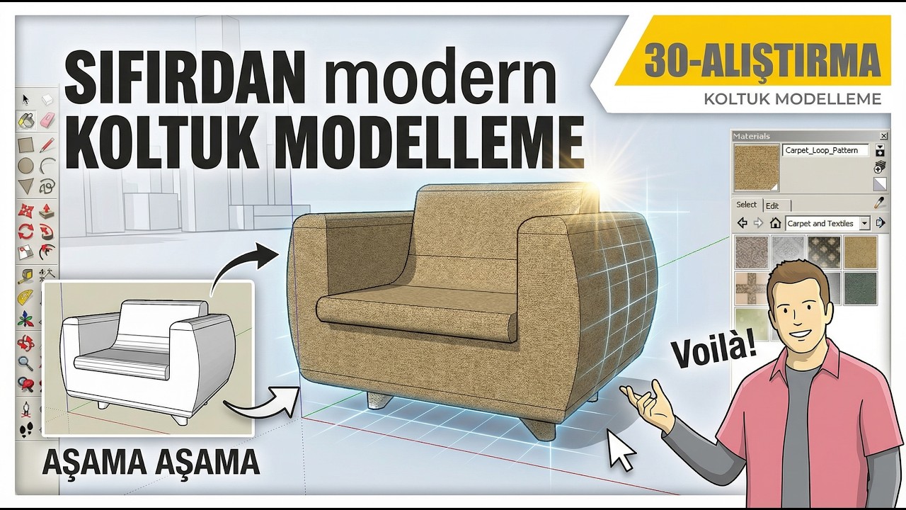 30-Sketchup Koltuk Modelleme