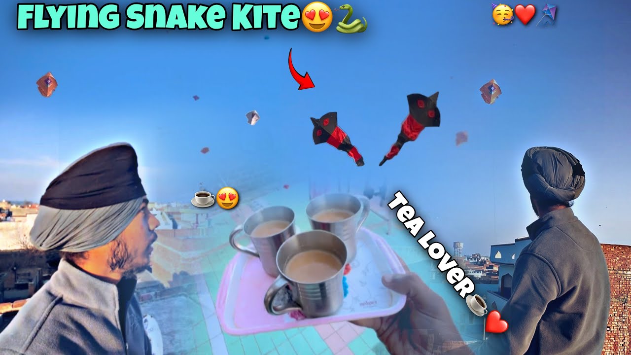 FLYING SNAKE KITE😍🐍 *too much fun W/Frnds*🫂 TEA LOVER☕️❤️ || GAGAN RAMGARHIA
