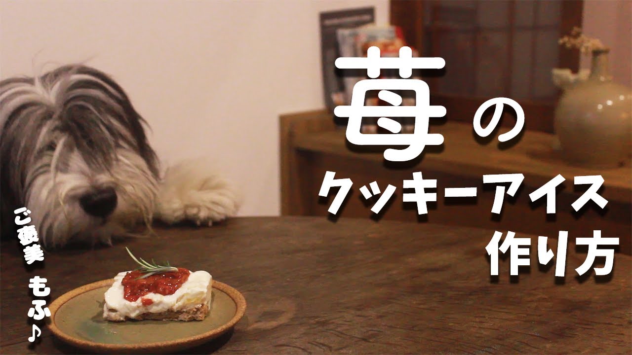 犬おやつ手作りレシピ｜苺のクッキーアイスケーキの作り方【もふ飯】