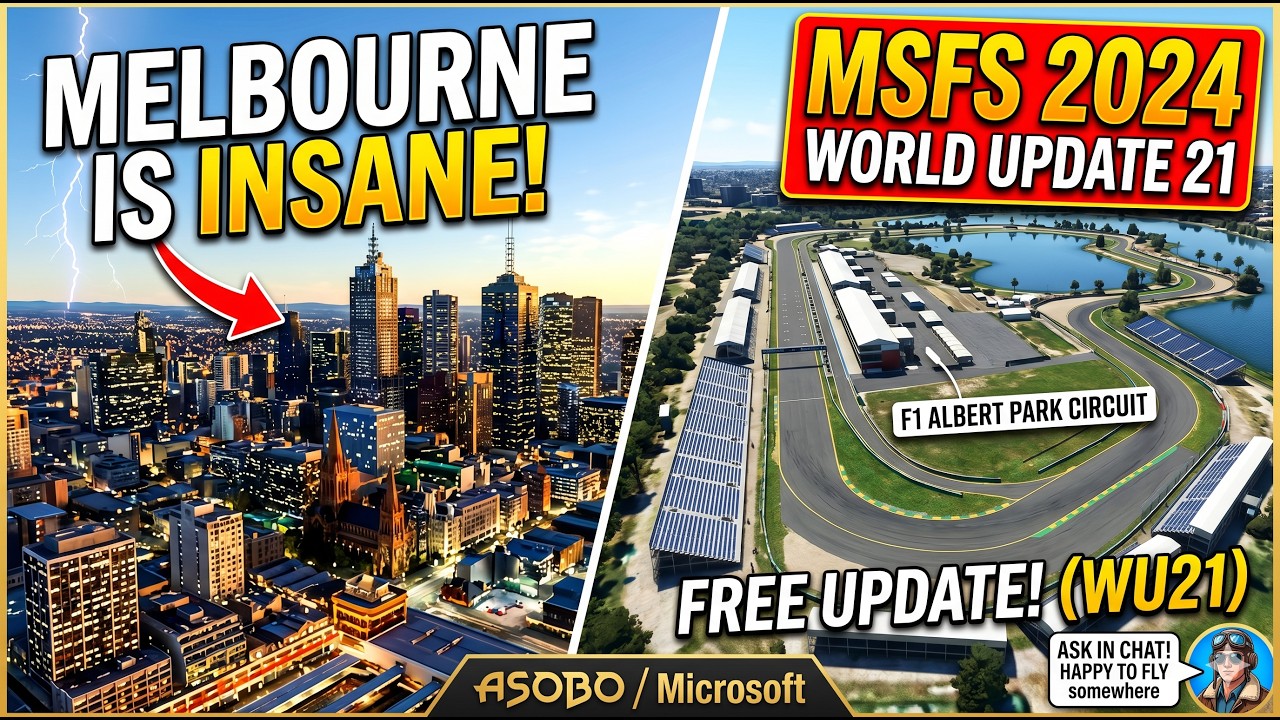 Flying Over the F1 Circuit in MSFS 2024 | Melbourne World Update 21