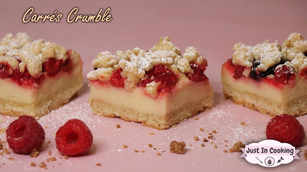 Recette des Carrés Crumble aux Fruits Rouges, Crème à l'Amande et au Citron