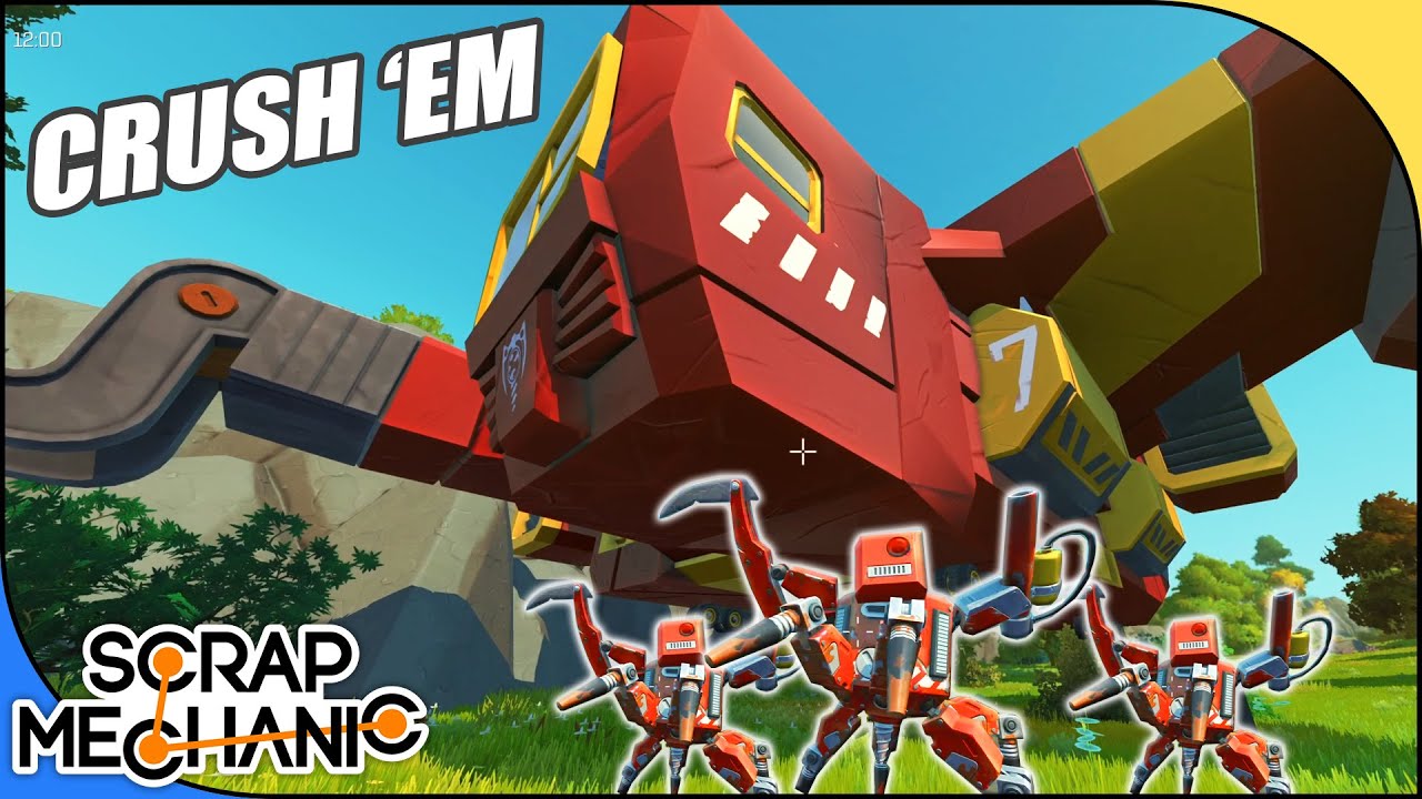 CRUSHING FARMBOTS WITH SURVIVAL SPACESHIP, Scrap Mechanic #222