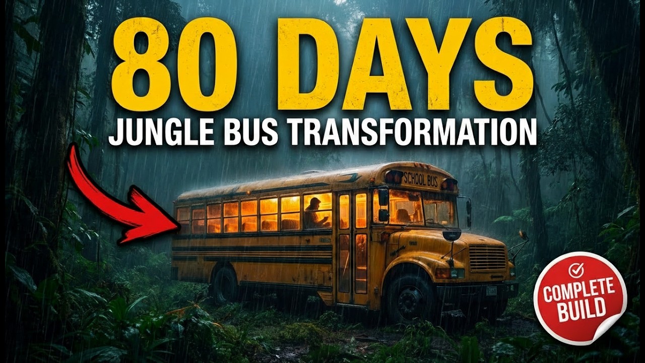 I Found An Abandoned Bus In The Jungle And Transformed It Into A Cozy Home  ASMR Building 80 Days