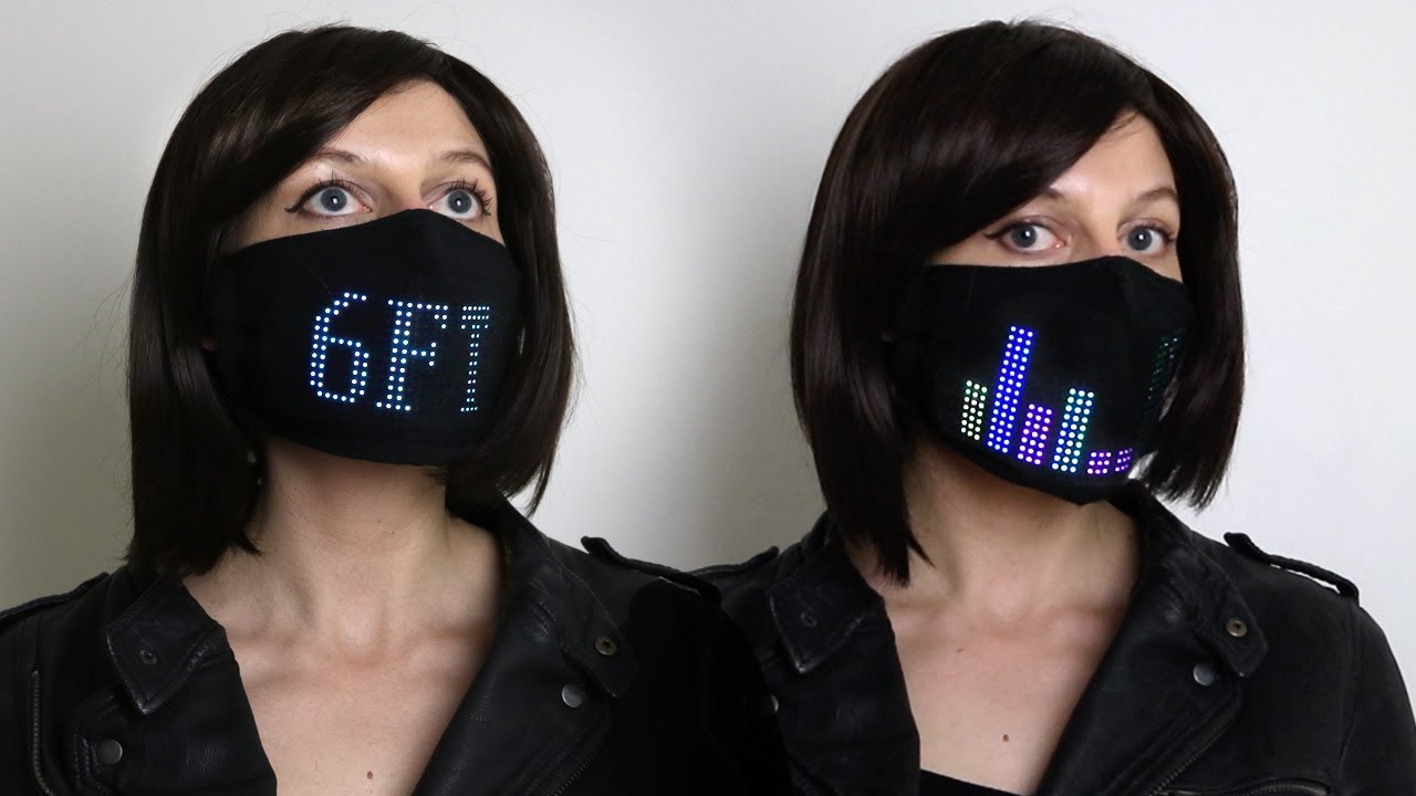 Face Mask Warns to Stay Away and Responds to Voice: DIY LED Wearable Tech Project