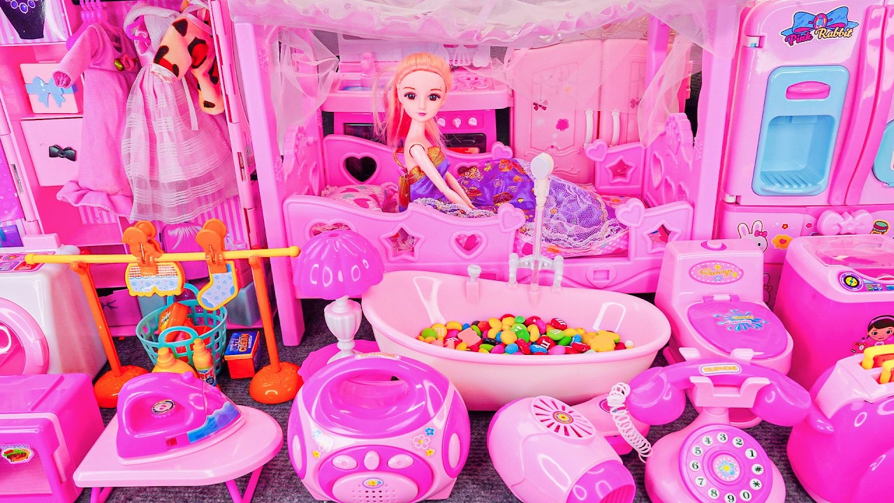 20 Minutes Satisfying with Unboxing Barbie Princess Pink Kitchen,Rock Bed Play Set Review Toys｜ASMR
