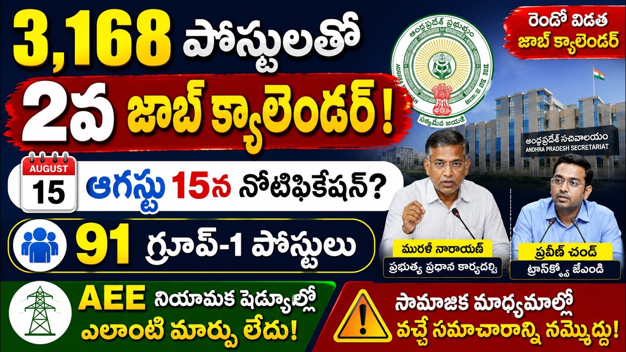 AP 2nd Job Calendar 2026 | 3,168 Posts | August 15 Notification | Group 1 Jobs | AEE Latest News